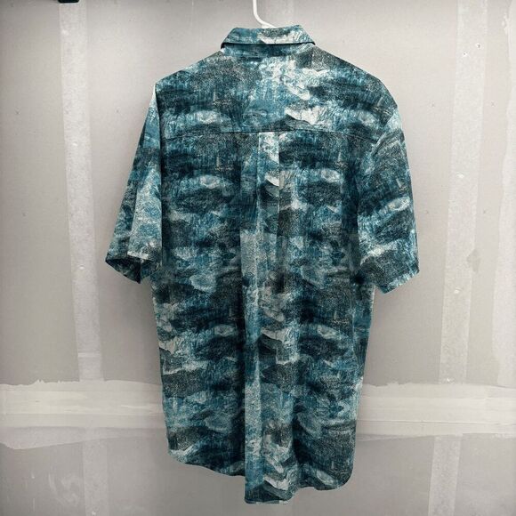Vintage Mens Wrangler CamoDog Fish Print Short Sleeve Button Down Shirt Size L - Picture 4 of 6
